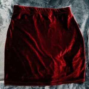 Blackmilk Crushed Velvet Burgundy Mini Skirt